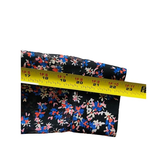 EXPRESS PORTOFINO Button Up Black Sheer Floral Print Top Roll Tab Sleeves Sz S/P - Picture 7 of 10